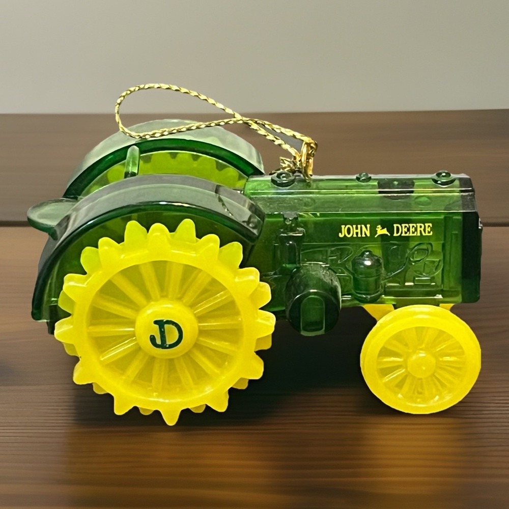 John Deere Tractor Christmas Tree Ornament Green Yellow Cake Topper Plastic